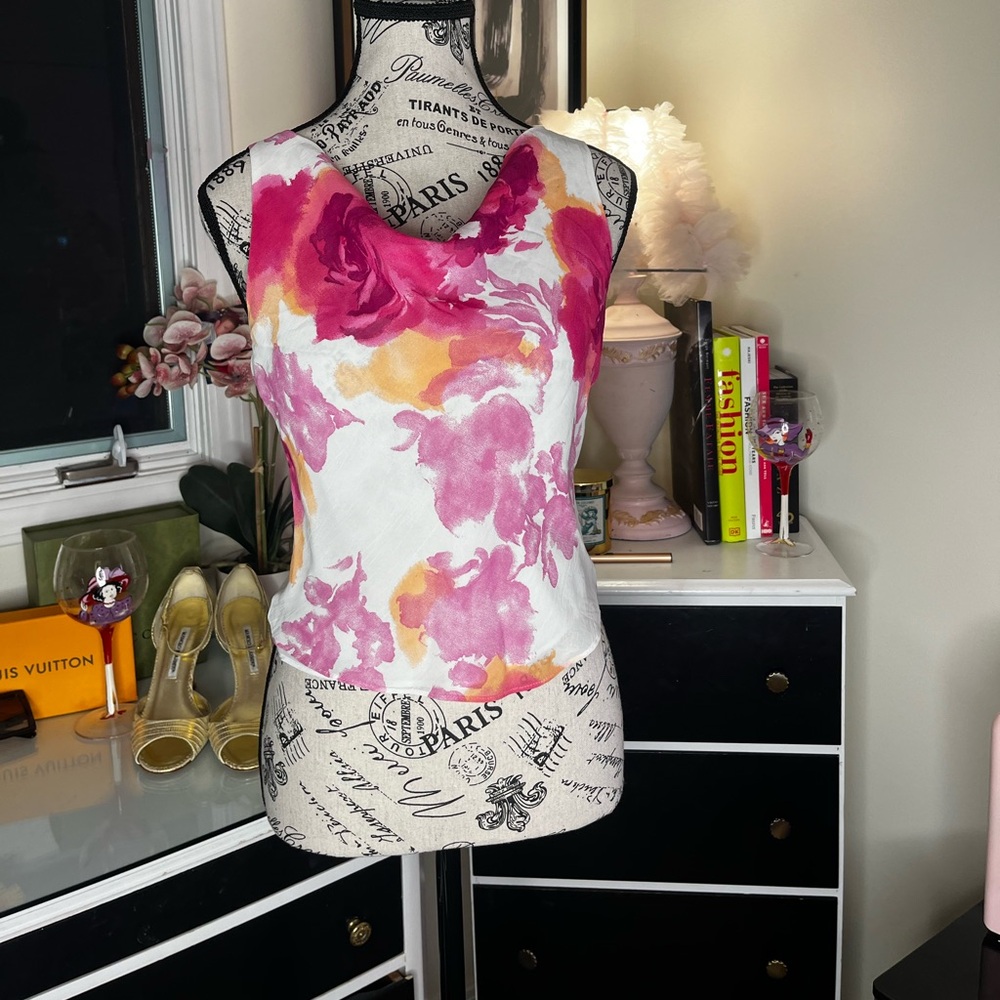 Cache Floral Silk Blouse | Elegant Vintage Style Size M